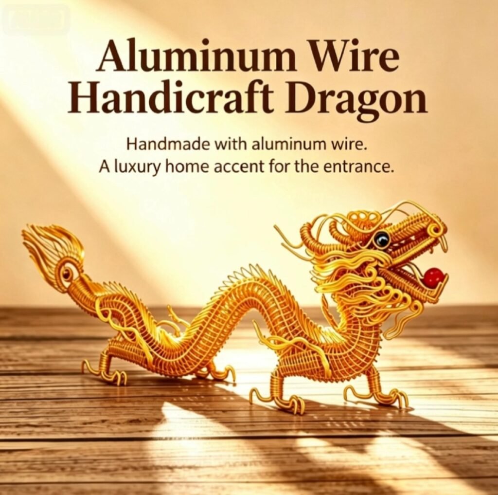 Handmade Aluminum Wire Dragon Sculpture