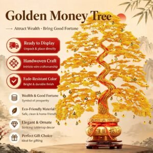 树 Handmade Golden Fortune Money Tree Wire Art Ornament